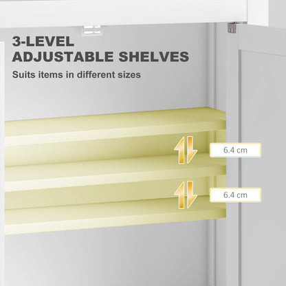 HOMCOM Bathroom Wall Cabinet with Adjustable Shelves - White