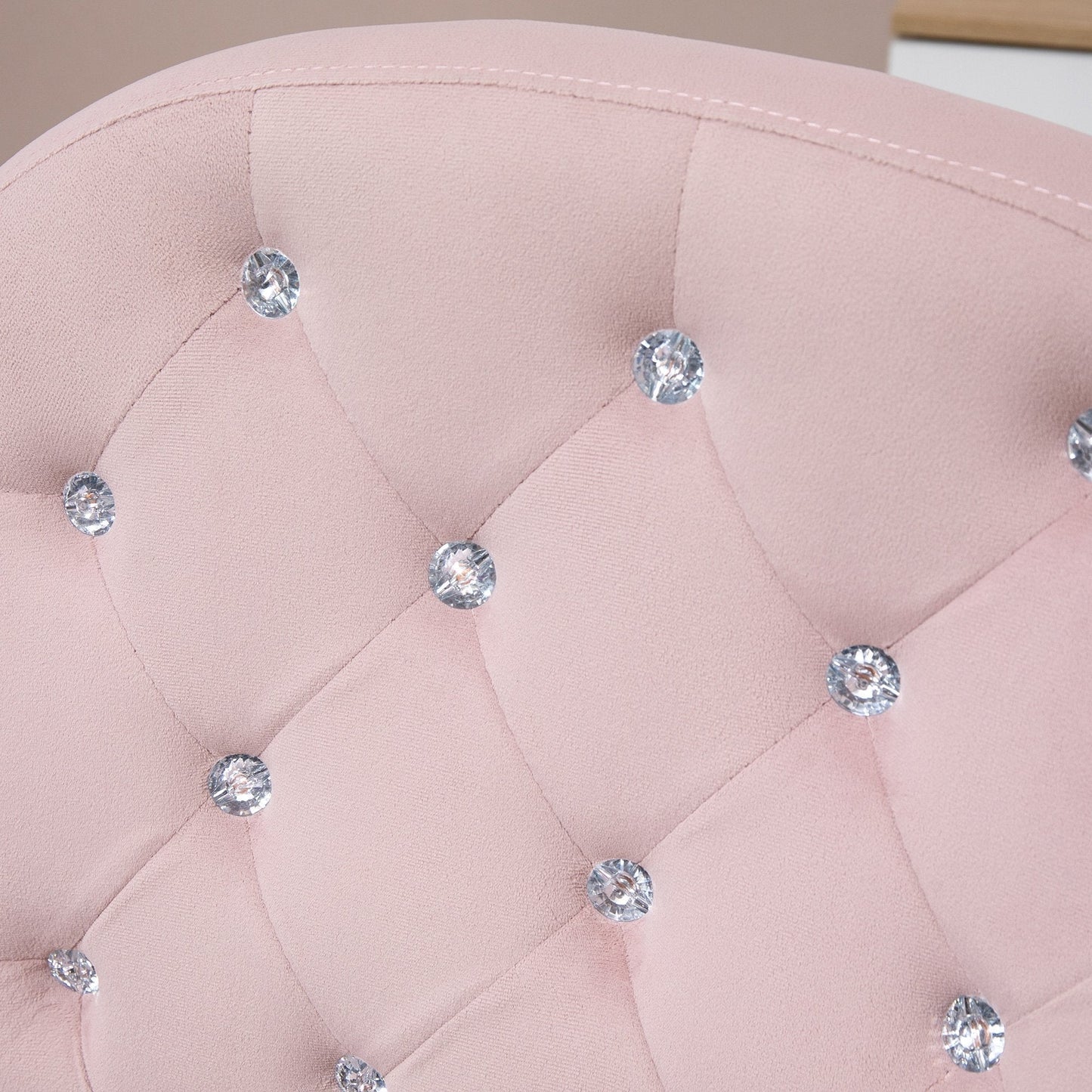 Vinsetto Office Chair Ergonomic 360° Swivel Diamond Tufted Home Work Velour Padded Base 5 Castor Wheels Pink