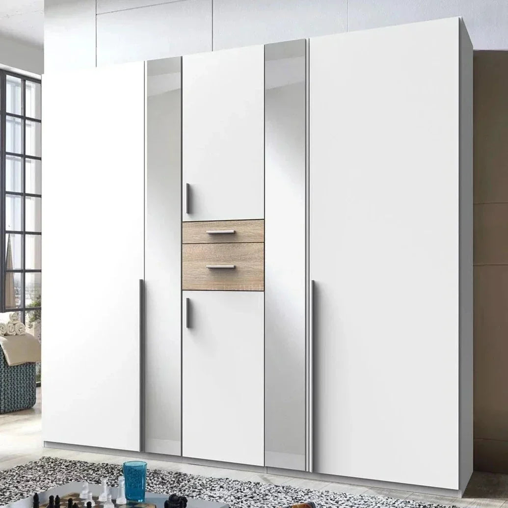 ODENSE 5 Door Wardrobe White and Oak 225cm