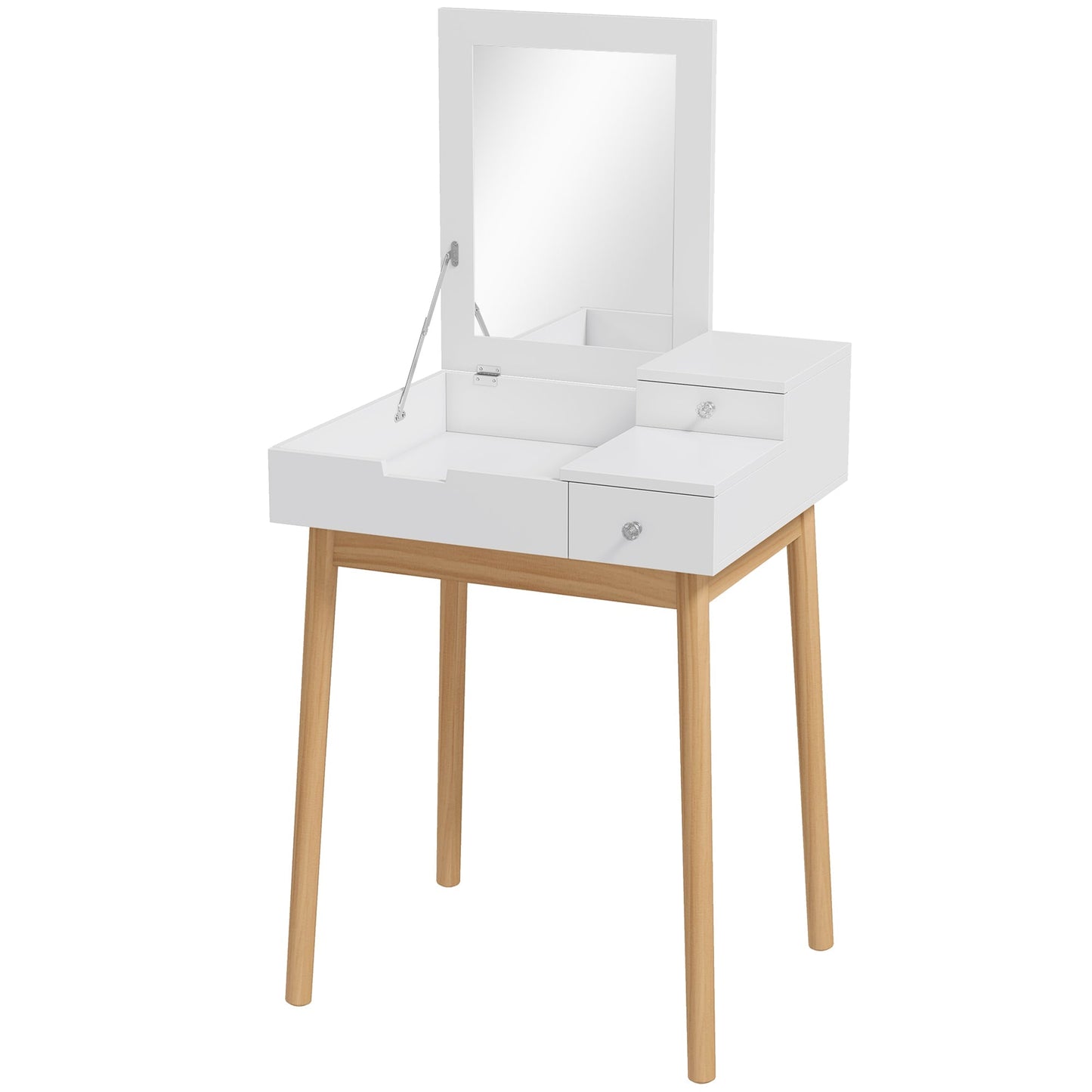 HOMCOM Dressing Table with Flip-up Mirror, Makeup Desk with 2 Drawers, Vanity Table Writing Desk for Bedroom Living Room, White