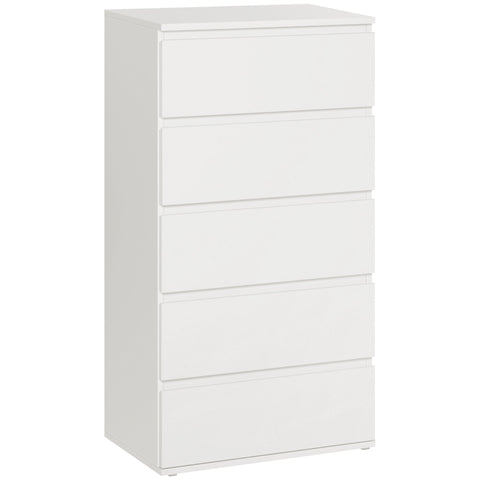 HOMCOM Chest of Drawers, 5 Drawers Storage Cabinet Floor Tower Cupboard for Bedroom Living Room, White