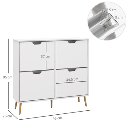 HOMCOM Shoe Storage Cabinet, 4 Flip Drawers, Shoe Organizer for 8-16 Pairs of Shoes, White