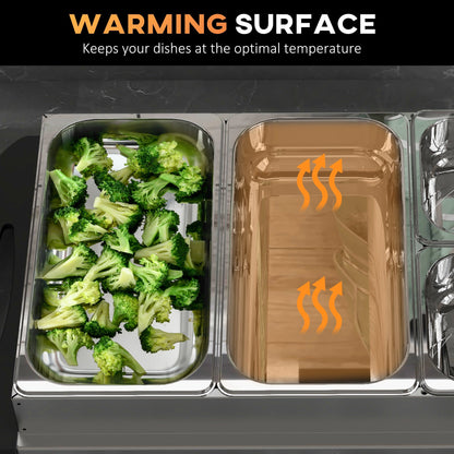 HOMCOM 4 Tray Electric Food Warmer Buffet Server with Warming Plate, Cool Touch Handles, Adjustable Temperature, 300W, 2 x 2.4L and 2 x 1L Pans