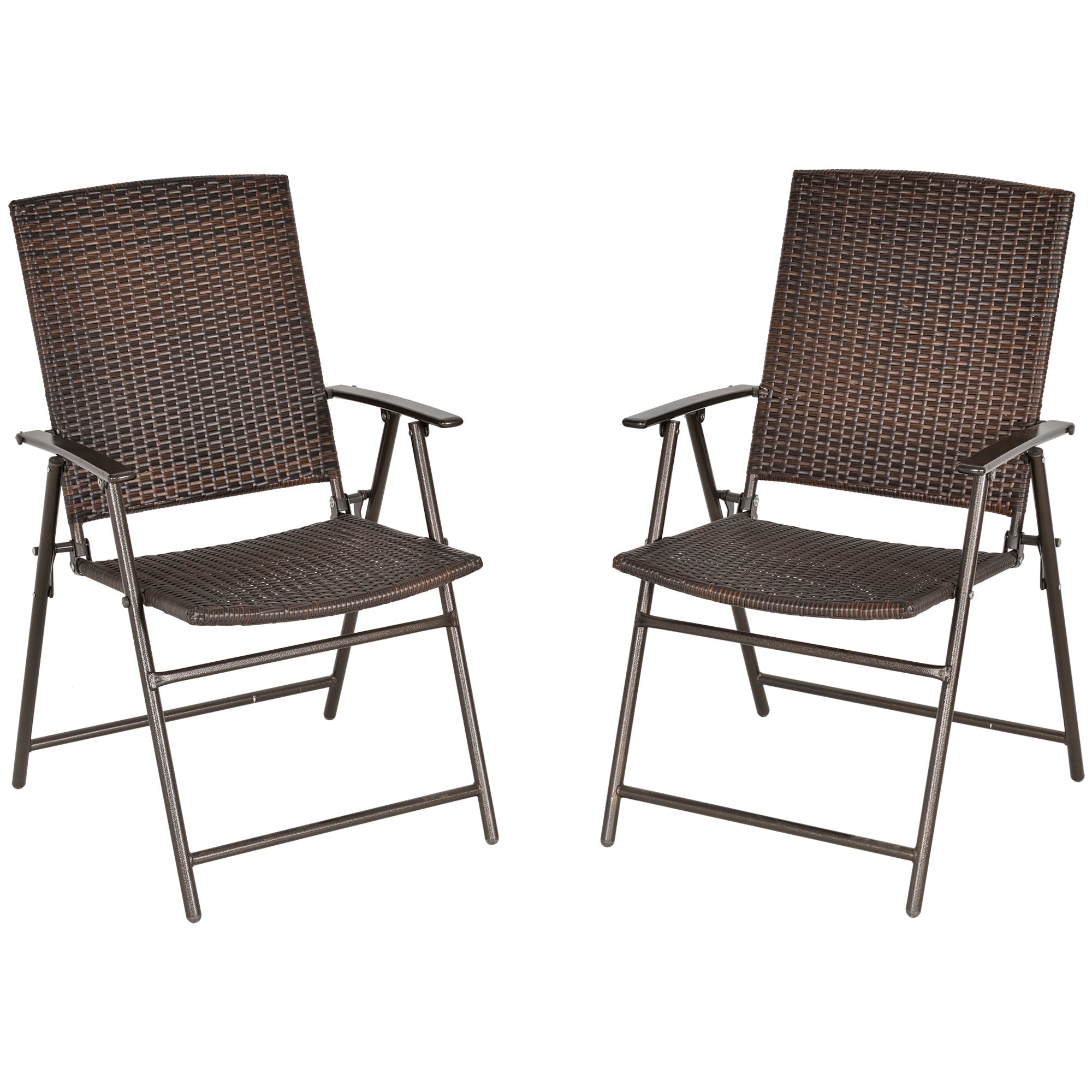 Outsunny Set of Two Folding Rattan Seat Chairs - Brown – Furniture Gold
