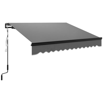 Outsunny 2.5 x 2m Electric Awning with LED Light and Remote Controller, Aluminium Frame DIY Retractable Awning, UV50+ Sun Shade Canopy for Garden Patio Deck Door Window, Dark Grey