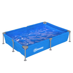 Outsunny Metal Frame Swimming Pool, Rectangular Above Ground Frame Pool with Repair Patch, 229 x 160 x 43 cm, Blue