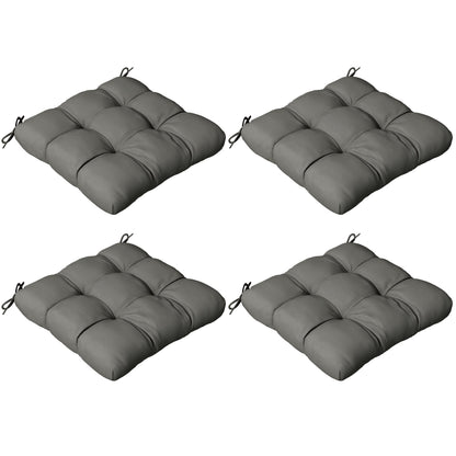 Outsunny 4-Piece Seat Cushion Pillows Replacement, Patio Chair Cushions Set with Ties for Indoor Outdoor, Charcoal Grey
