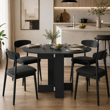 HOMCOM Folding Dining Table, Drop-Leaf Table with Foldable Leaves for Small Spaces, Kitchen, Dining Room, Black