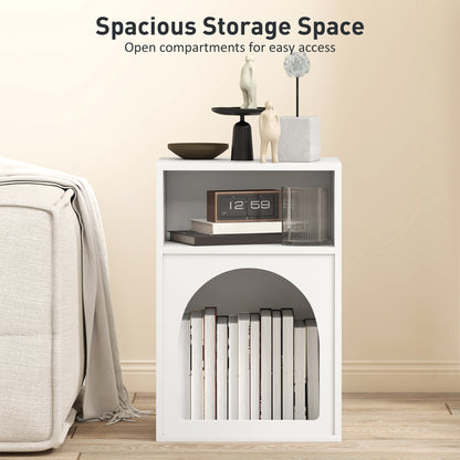 HOMCOM Bedside Table with 2 Open Compartments - White