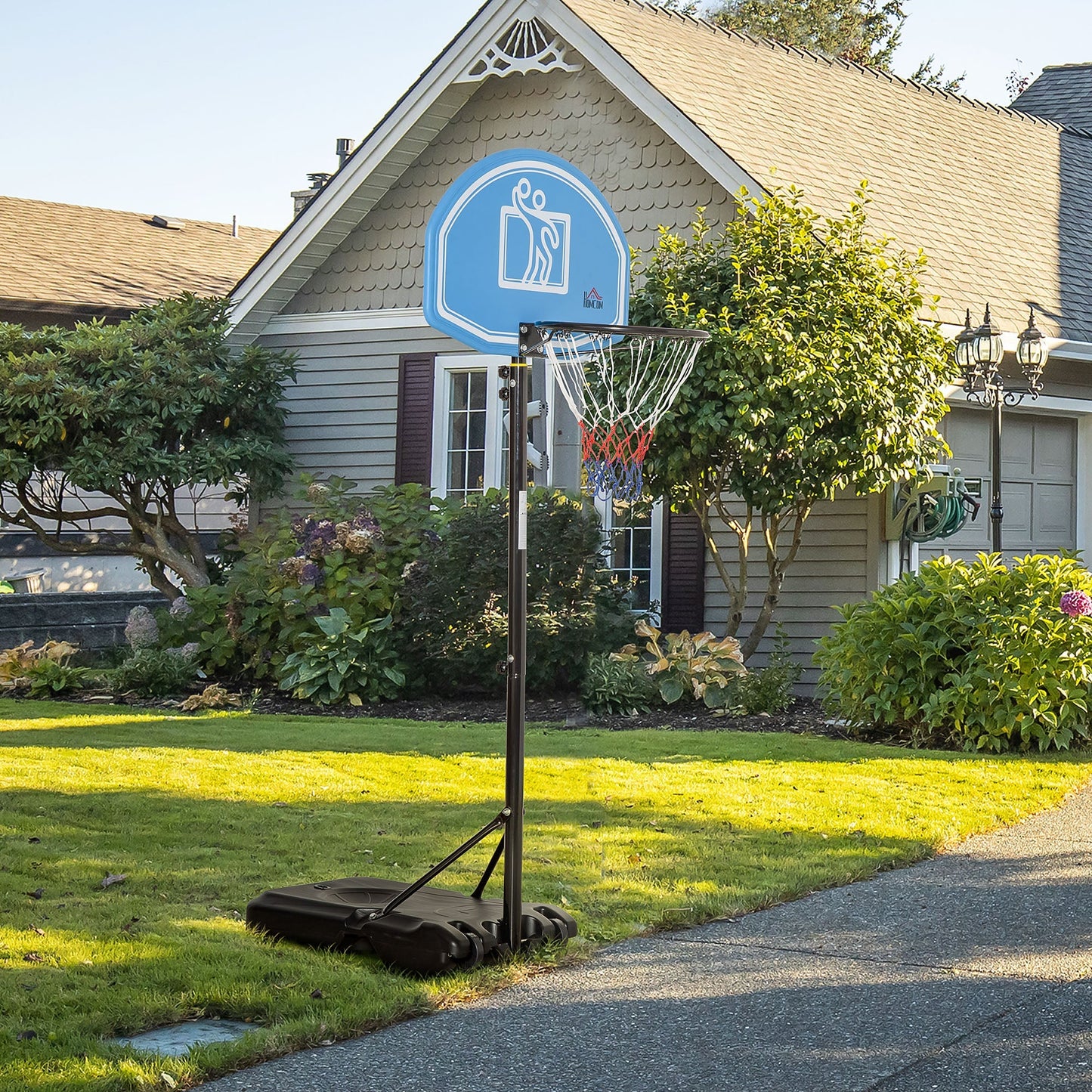 HOMCOM Adjustable Basketball Hoop and Stand, with Wheels and Weight Base, Blue