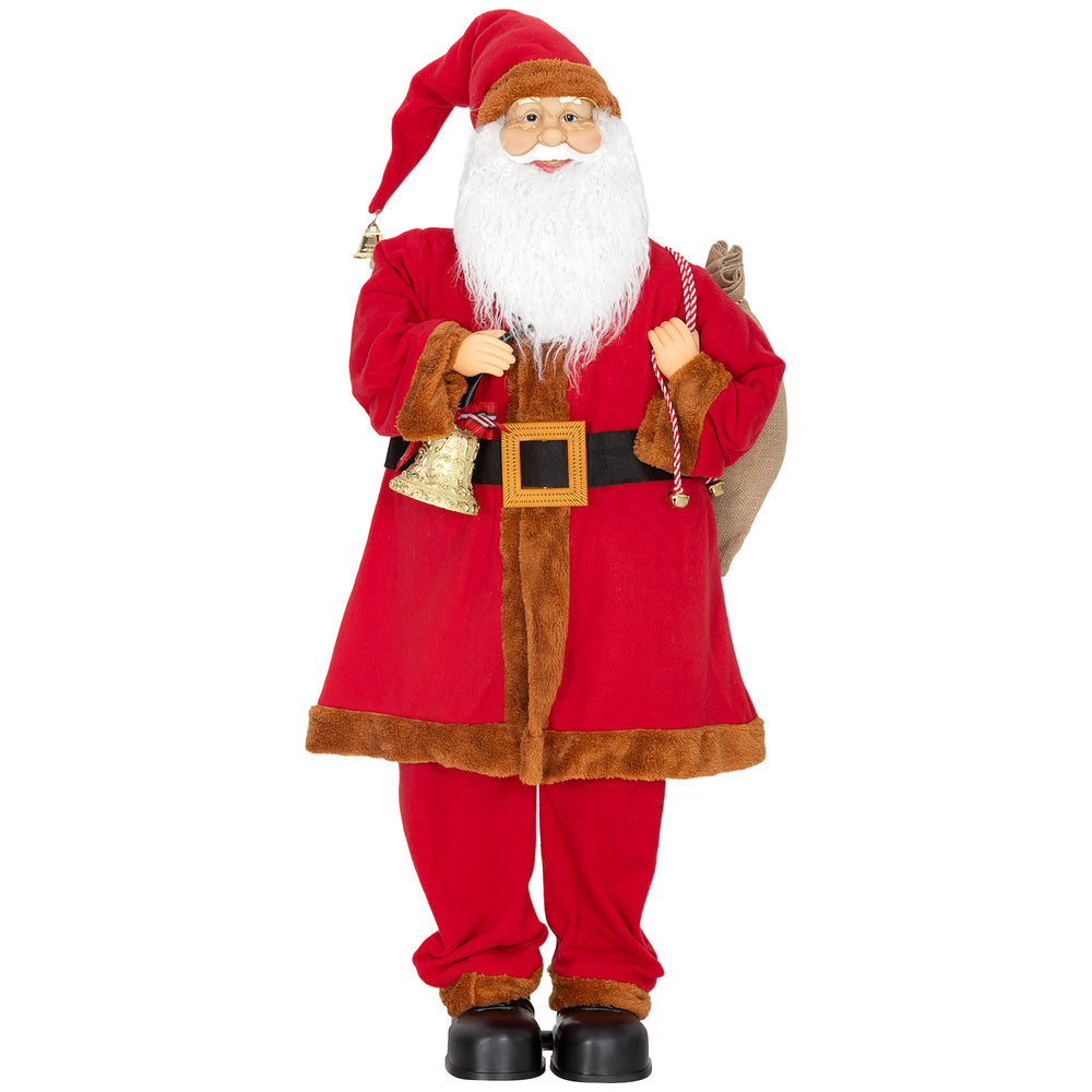 HOMCOM 4ft Singing Santa Claus Figure with with Waving Head- Red