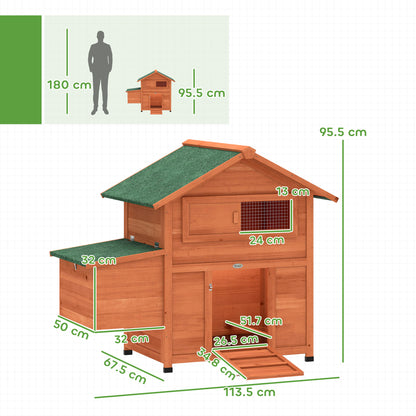 PawHut Chicken Coop, Wooden Hen House with Nesting Box, Pull-Out Tray, Sliding Window, Waterproof Roof, Perches and Ramp