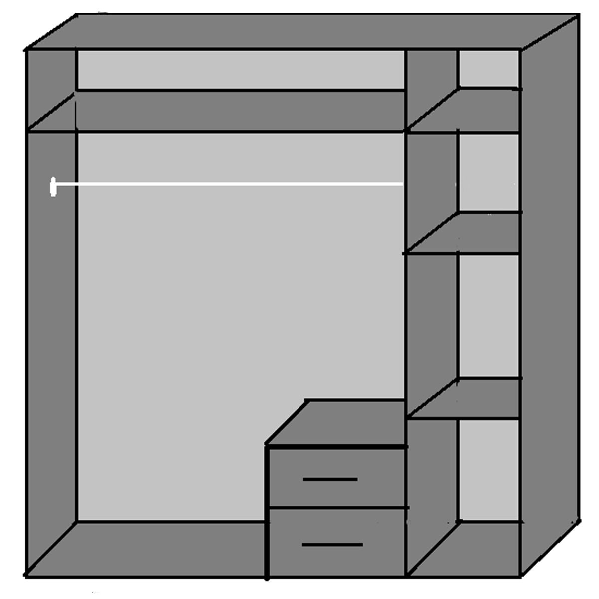 DAYTON 3 Door Wardrobe White and Grey 135cm