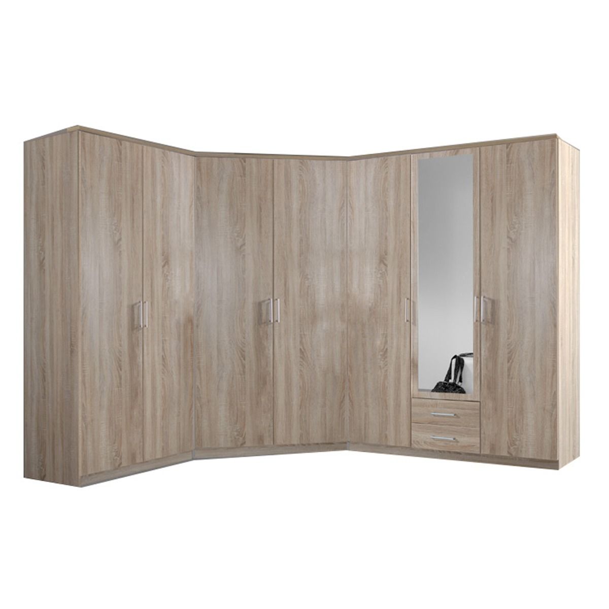 Corner Wardrobe - OKHRA 2 Door Wardrobe Oak 95cm