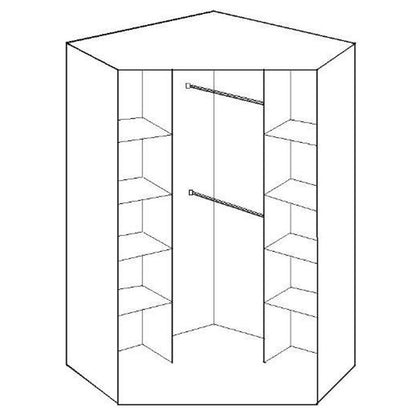 Corner Wardrobe - OKHRA 2 Door Wardrobe Oak 95cm