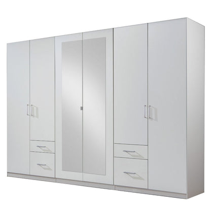 FLOCK 6 Door Wardrobe White 270cm