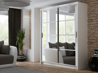 Deltum Sliding Door Wardrobe - Black, White, Grey - 150cm and 203cm