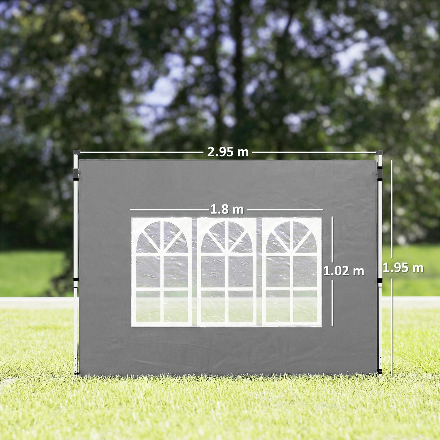 Outsunny Gazebo Side Panels, Sides Replacement with Window for 3x3(m) or 3x4m Pop Up Gazebo, 2 Pack, Dark Grey