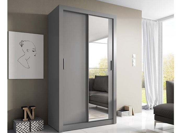 Tourville 2 Door Sliding Wardrobe 150cm - Black, White, Oak