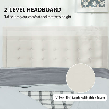 HOMCOM Double Ottoman Bed Frame, with Front Drawer - Cream