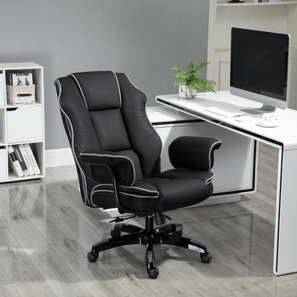 Vinsetto Faux Leather Executive Office Chair, with Contrast Piping - Black/White