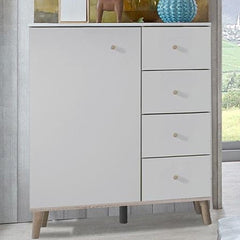 Chest of Drawer BERTEN 5 Drawer Chest White and Oak 81cm