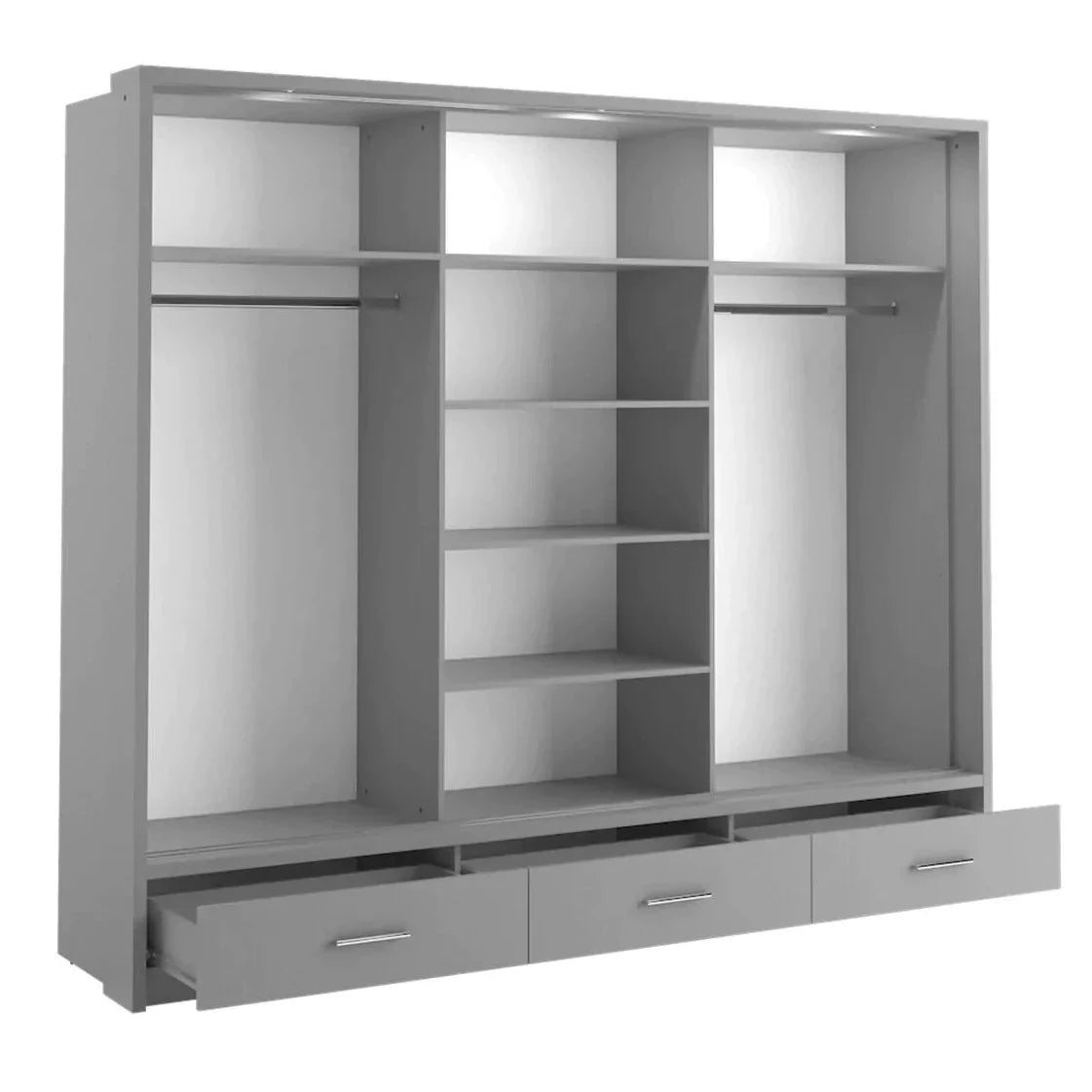 Decorey 3 Door Sliding Wardrobe 250cm - White and Grey