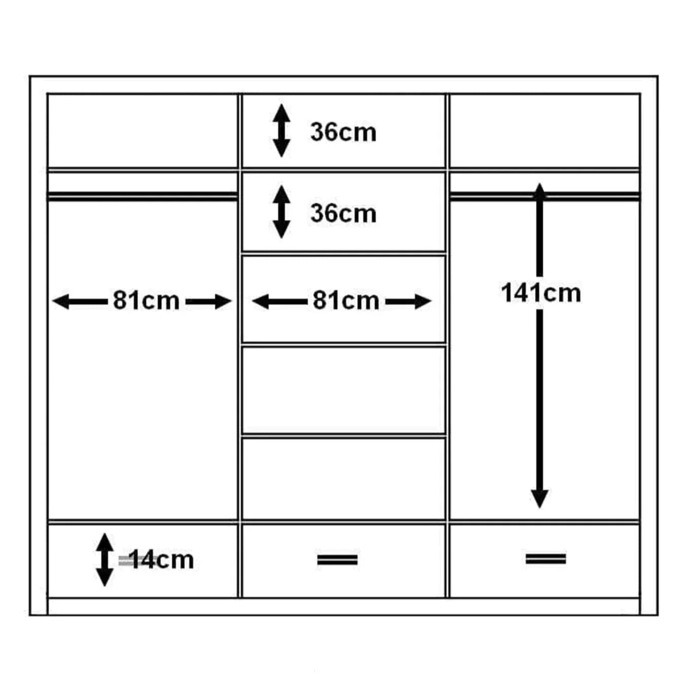Decorey 3 Door Sliding Wardrobe 250cm - White and Grey