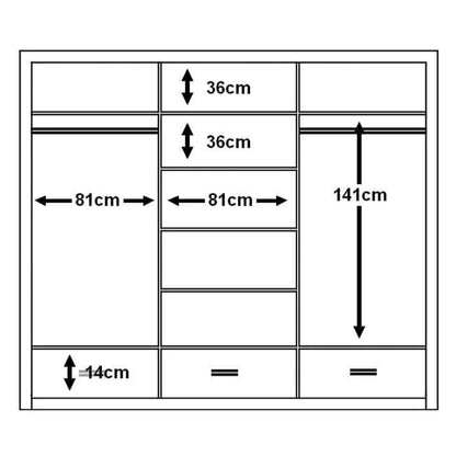 Decorey 3 Door Sliding Wardrobe 250cm - White and Grey