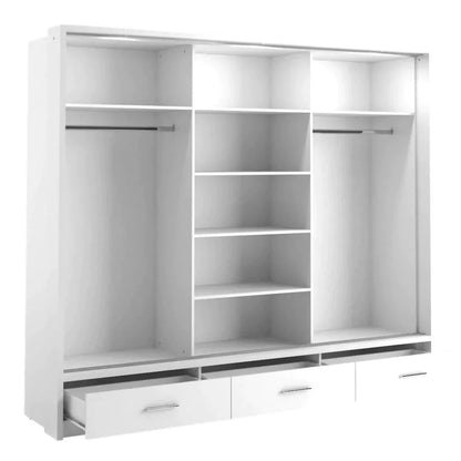 Decorey 3 Door Sliding Wardrobe 250cm - White and Grey