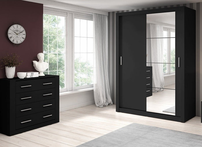 Tourville 2 Door Sliding Wardrobe 150cm - White, Black, Oak