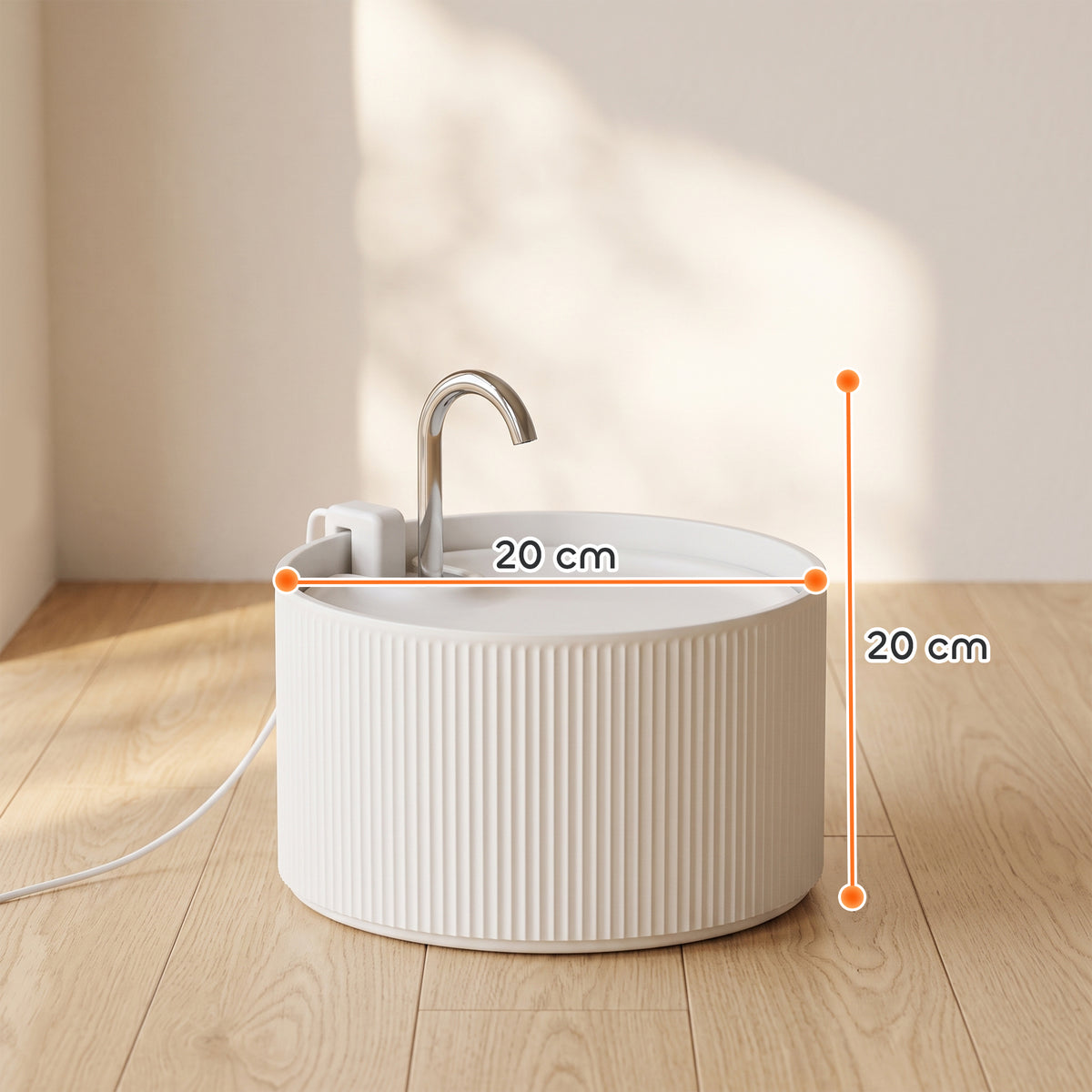 PawHut Ceramic Cat Water Fountain for Drinking, 2.2L Pet Water Fountain with Ultra-Quiet Pump, 4-Layer Filtration, Tap