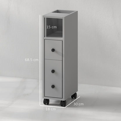 kleankin Slimline Bathroom Storage Cabinet - Grey