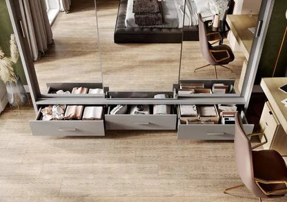 Decorey 3 Door Sliding Wardrobe 250cm - White and Grey