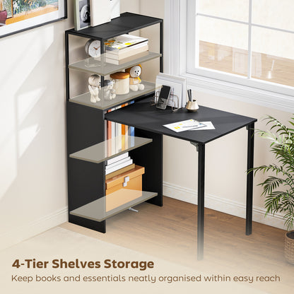 HOMCOM Folding Shelf and Work Table - Black