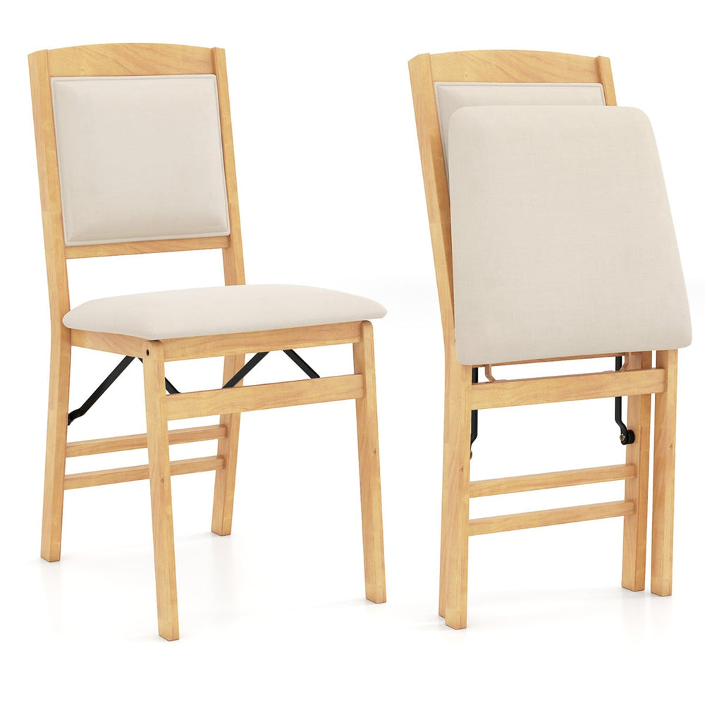 Dining Chair Set of 2 with Padded Seat and Soft Backrest-Beige
