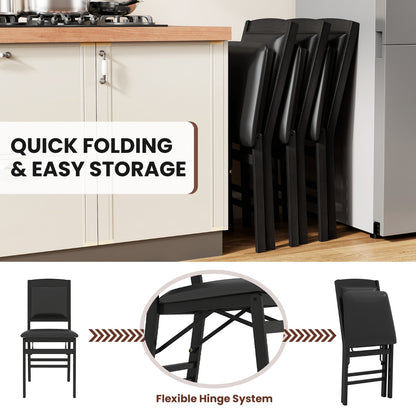 Dining Chair Set of 2 with Padded Seat and Soft Backrest-Black