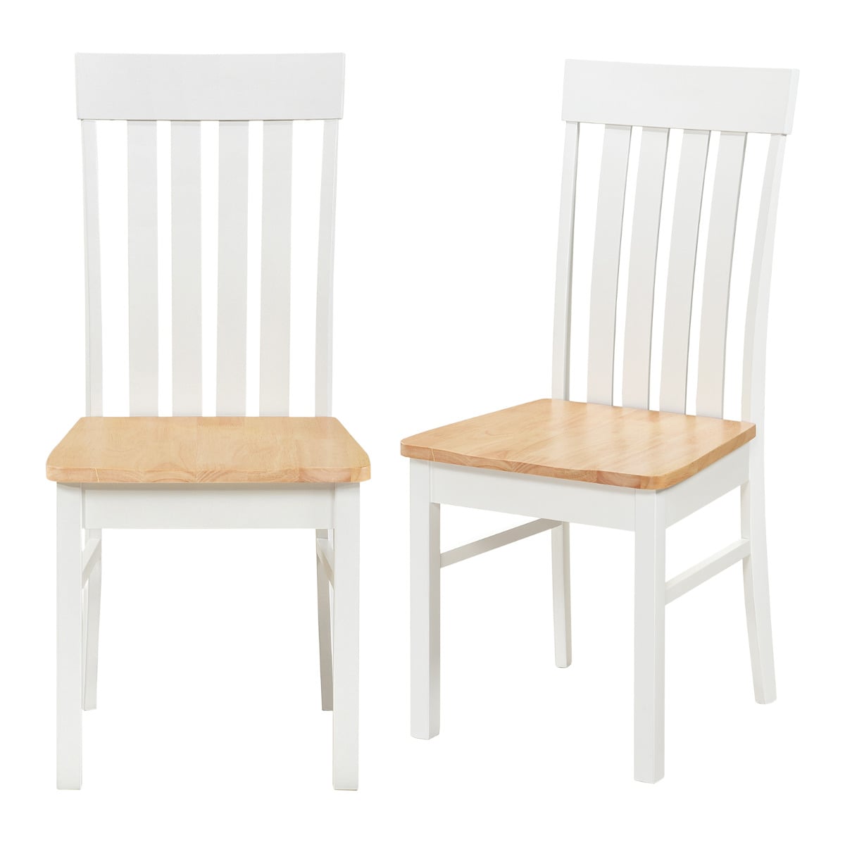 Dining Chairs Set of 2 with Hollowed Backrests and Rubber Wood Seats-All White