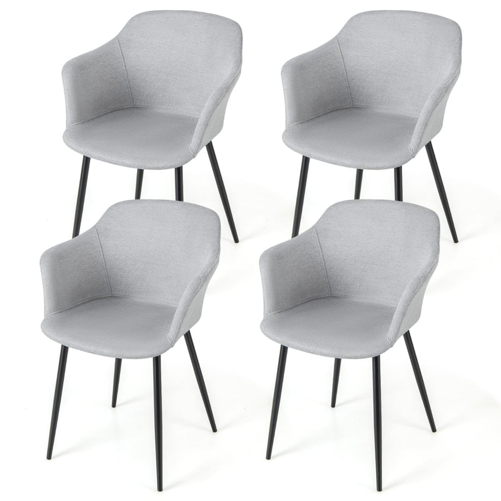 Dining Chairs Set of 4 with Ergonomic Backrest Design and Wide Armrest-White