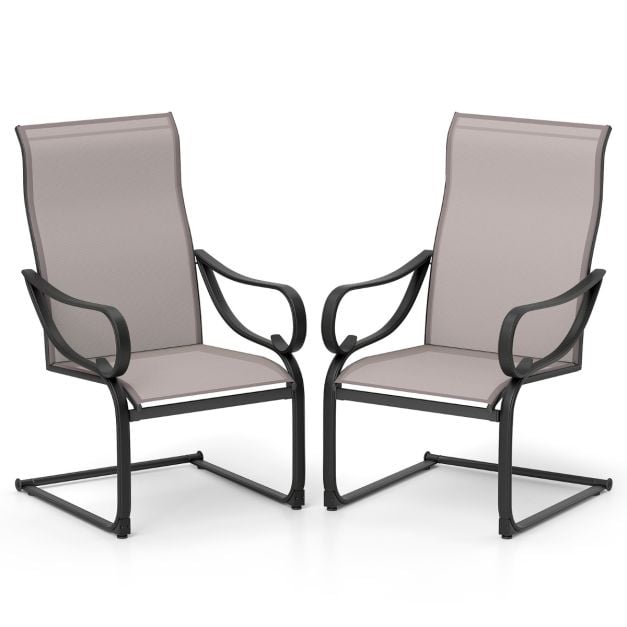 Set of 2 patio chairs with high backrest & mesh seat rocking chairs