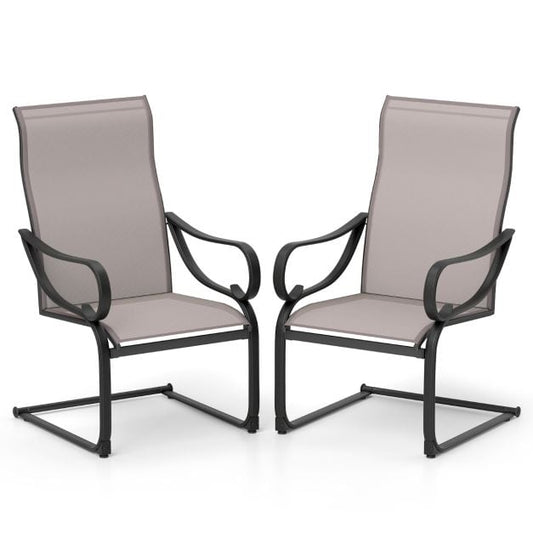 Set of 2 patio chairs with high backrest & mesh seat rocking chairs