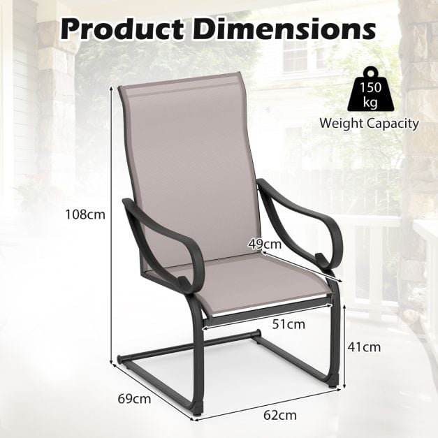 Set of 2 patio chairs with high backrest & mesh seat rocking chairs