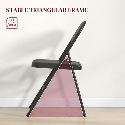 HOMCOM Set of Two Cushioned Folding Chairs - Black