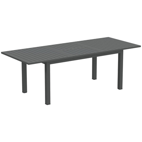 Outsunny Aluminium Extending Garden Table with Slatted Top for 6-8 Person, 160/220 x 90 x 73 cm, Grey