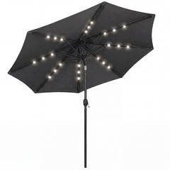 Outsunny 2.6 m Garden Parasol Umbrella with LED Solar Light, Parasol Cover, Outdoor Market Patio Umbrella, Black