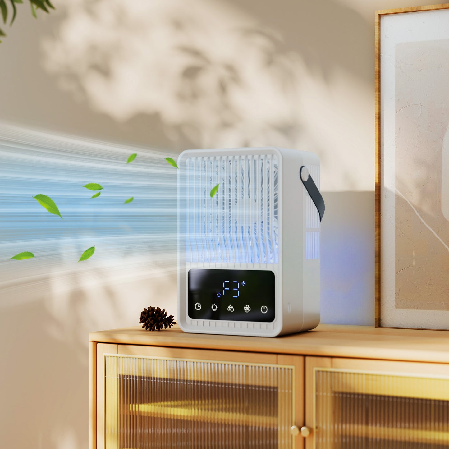 HOMCOM Portable Air Conditioner, 4-in-1 Mini Air Cooler with 3 Wind Speed, 2 Mist Mode, 7 Colour RGB Light, Black and White