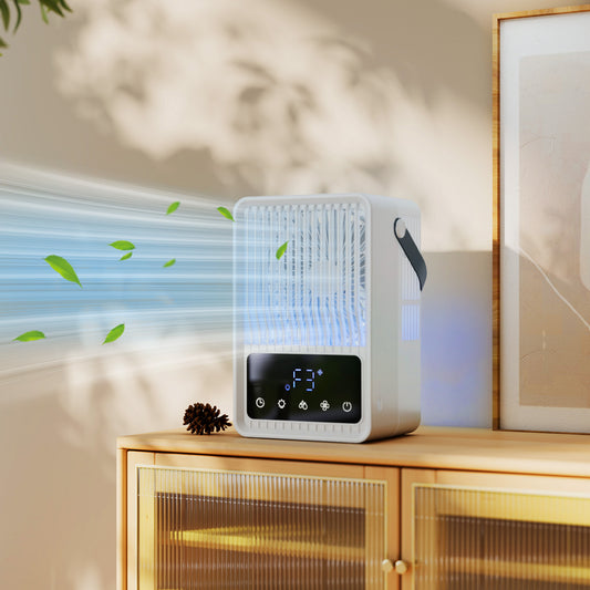 HOMCOM Portable Air Conditioner, 4-in-1 Mini Air Cooler with 3 Wind Speed, 2 Mist Mode, 7 Colour RGB Light, Black and White