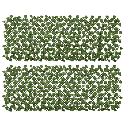 Outsunny Set of 2 Expandable Artificial Trellis Hedges â Realistic Leaf Privacy Screen, 2 x 1 m