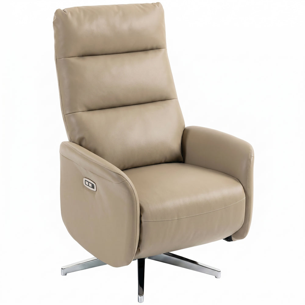HOMCOM Power Recliner Chair, Swivel Electric Reclining Chair with Type C+USB, Recliner Armchair with Footrest, Brown