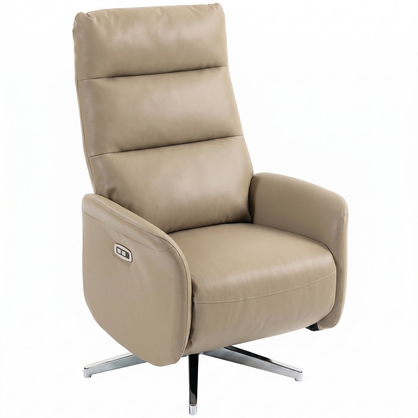 HOMCOM Power Recliner Chair, Swivel Electric Reclining Chair with Type C+USB, Recliner Armchair with Footrest, Brown